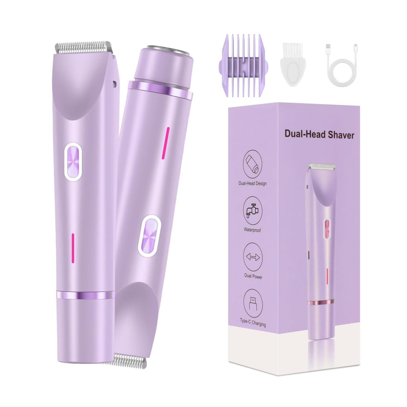 RtLvio Bikini Shaver dual head front view for quick grooming