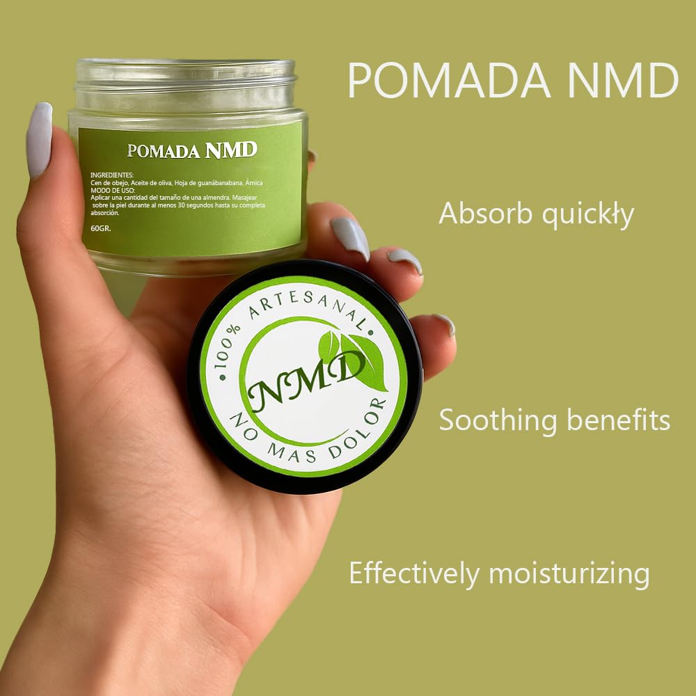 RTQSU NMD arnica-olive-oil salve, soothing joints and muscles.