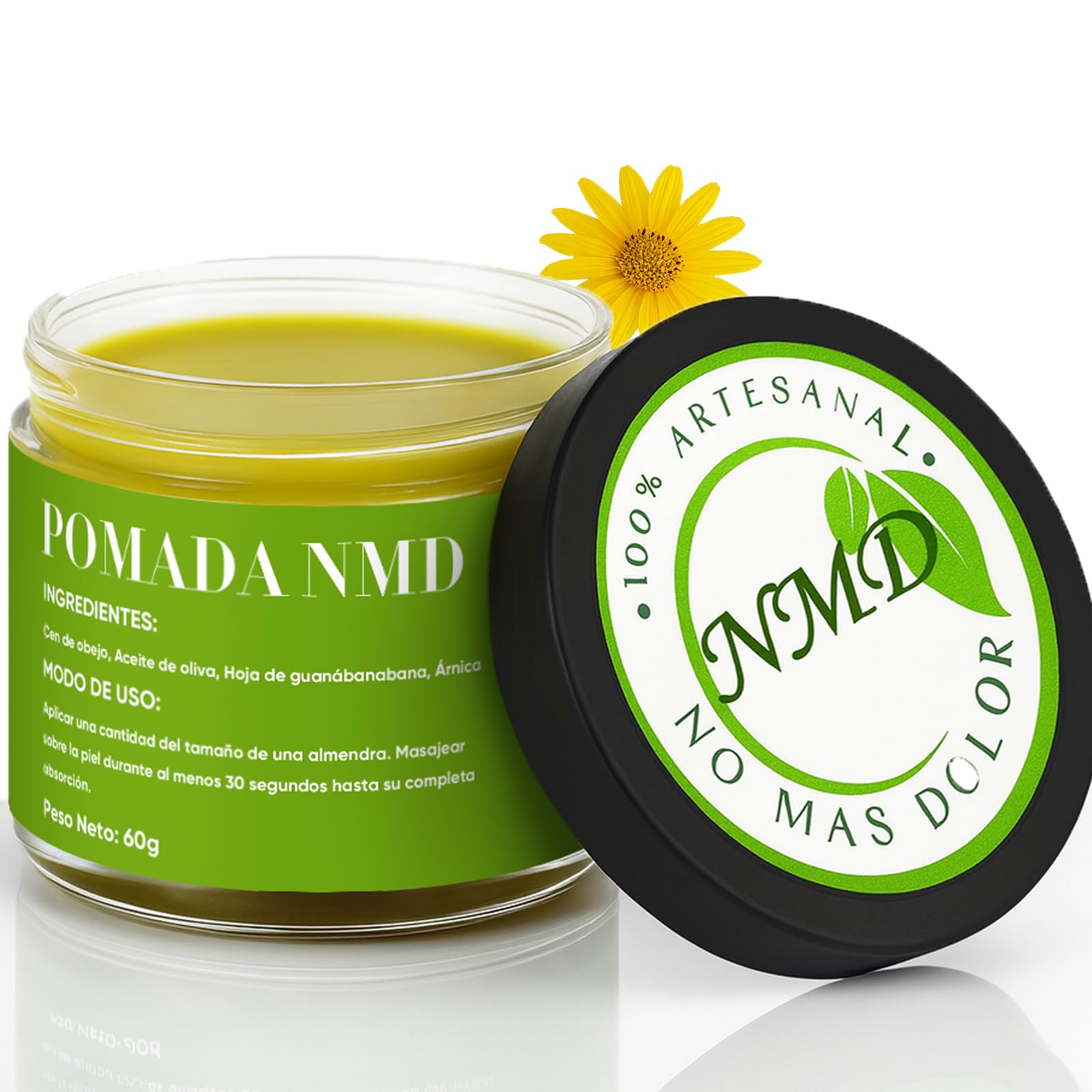 RTQSU NMD jar open, natural herbal salve for muscle comfort.