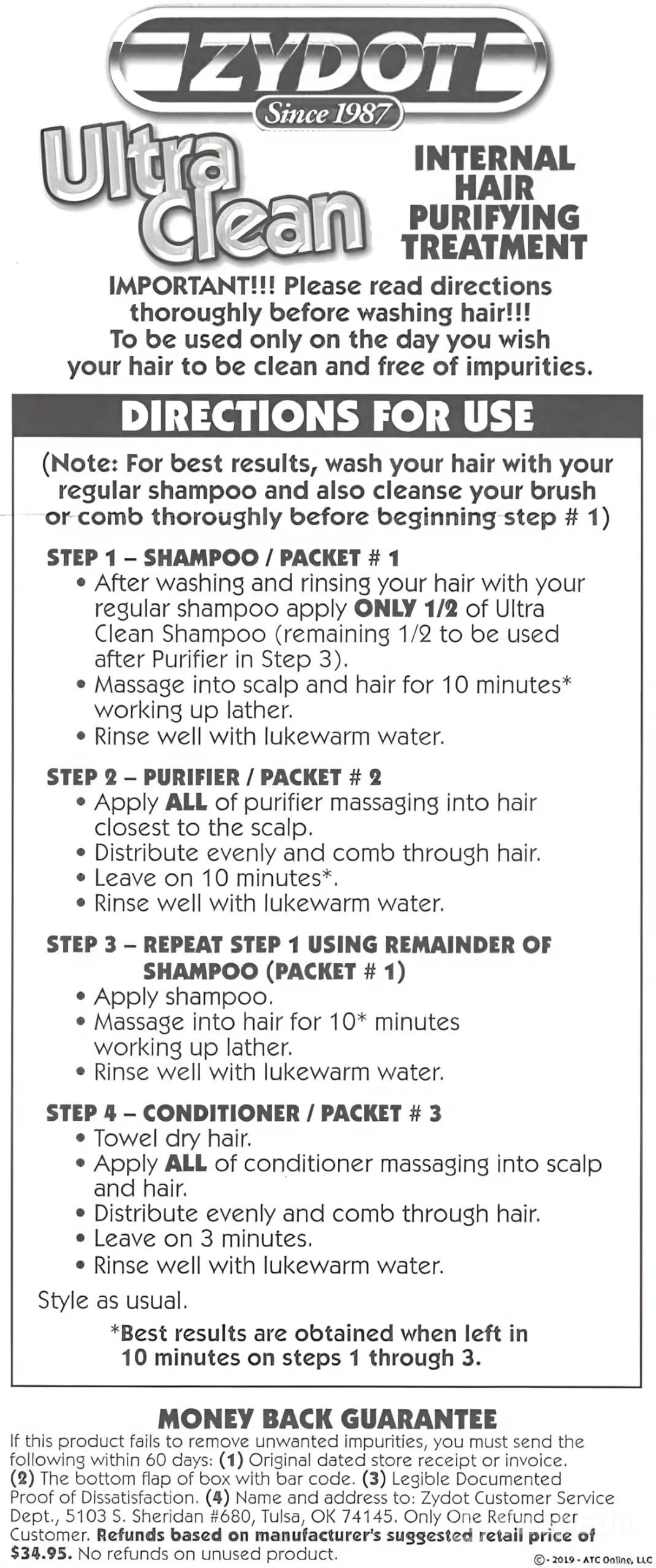 Zydot Ultra Clean Conditioner restores texture and manageability