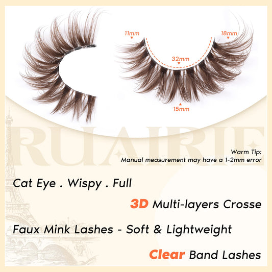Ruairie brown lashes CD-curly application demonstrates easy, lightweight band for quick eye enhancement.