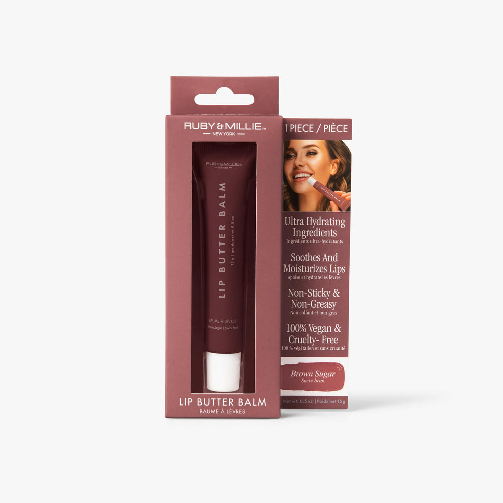 Ruby & Millie lip balm layers under lipstick for depth and shine.
