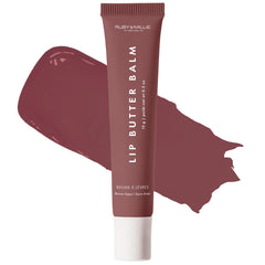 Ruby & Millie tinted lip balm brown sugar swatch adds subtle warmth and shine.