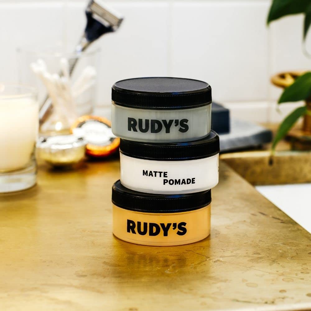 Rudy's Soft Clay Pomade cruelty-free Leaping Bunny certification graphic.