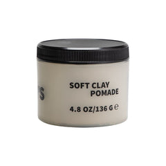 Rudy's Soft Clay Pomade texture with matte finish illustrated in product texture shot.