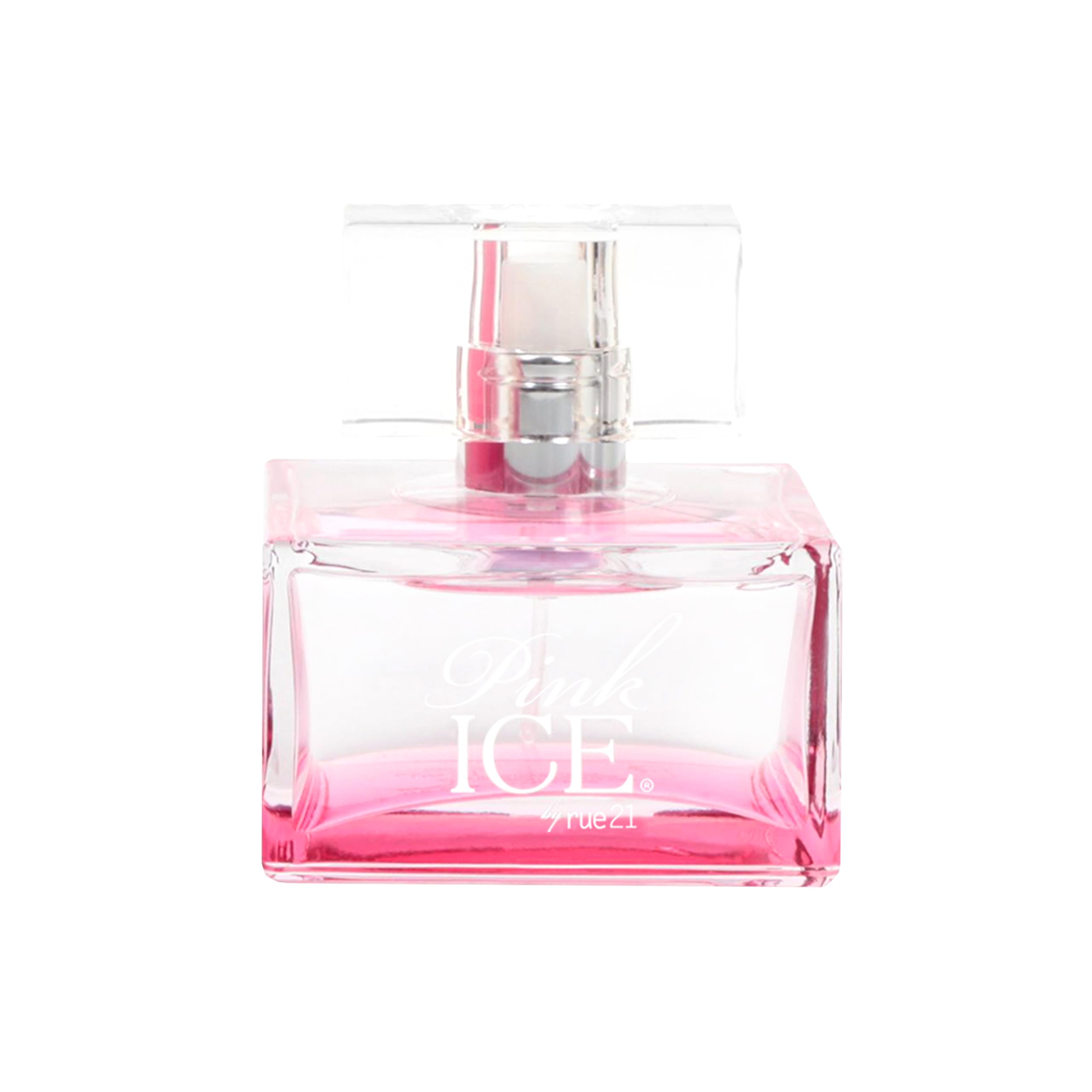 Rue 21 Pink Ice EDP bottle on vanity, conveying everyday confidence.