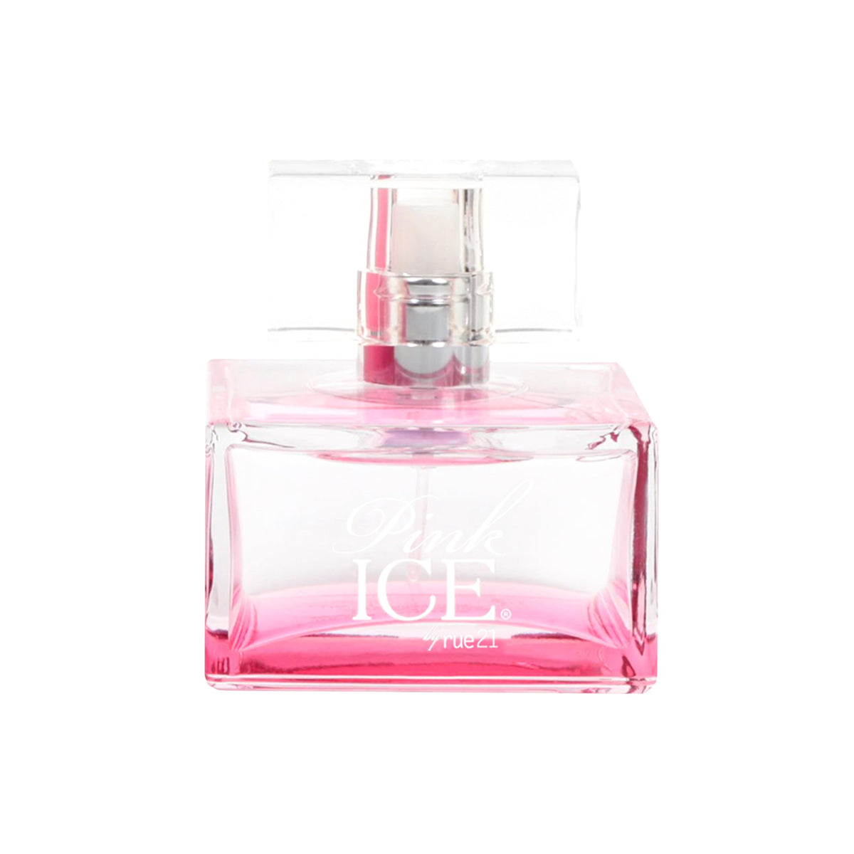 Rue 21 Pink Ice EDP bottle on vanity, conveying everyday confidence.