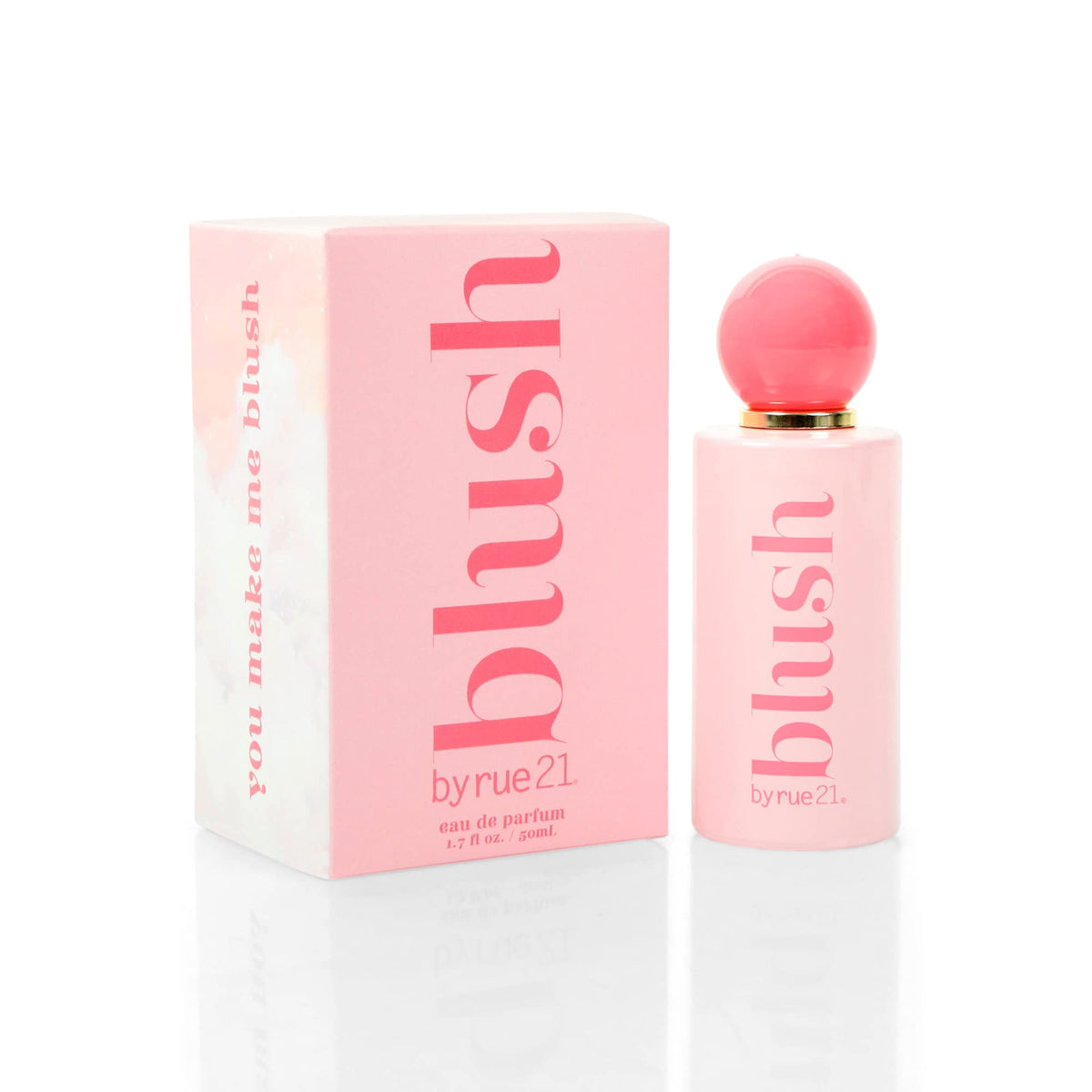 Rue 21 Blush perfume bottle with chic travel-friendly design for daily wear.