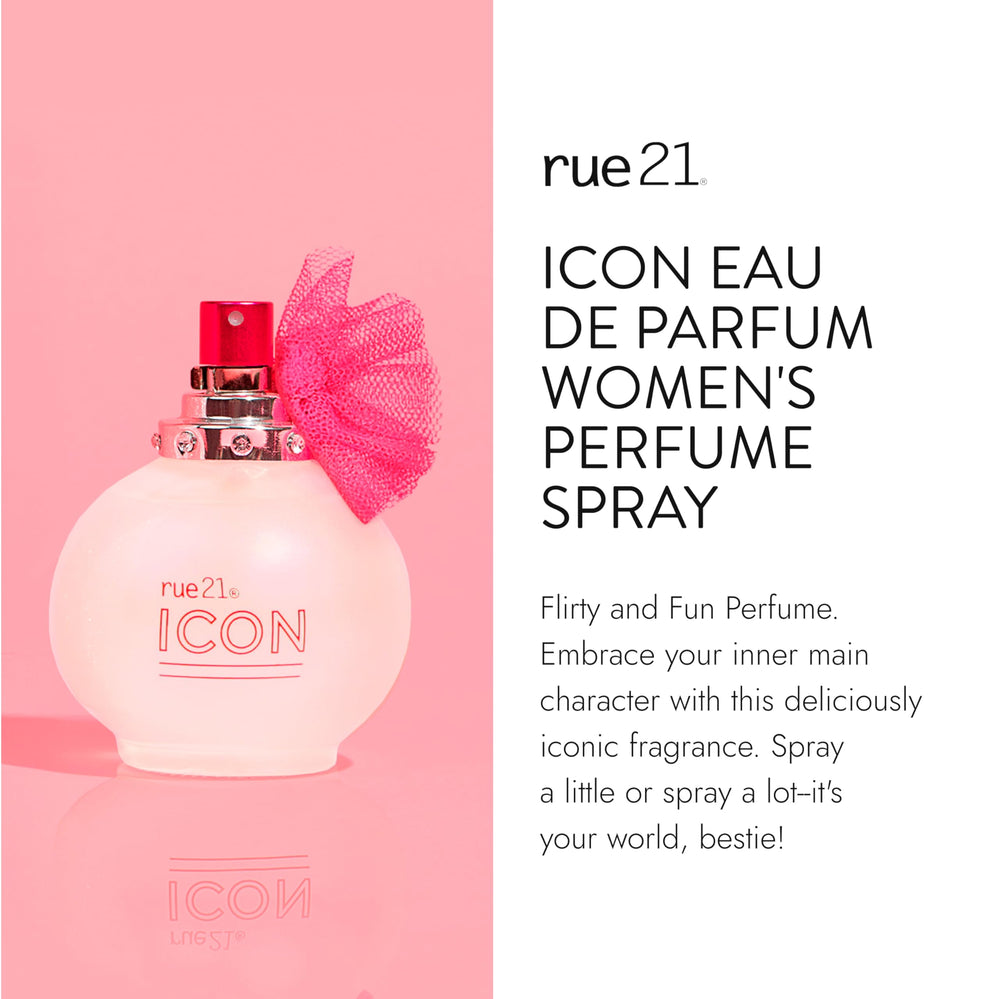 Rue 21 Icon Eau de Parfum cap close-up premium detailing