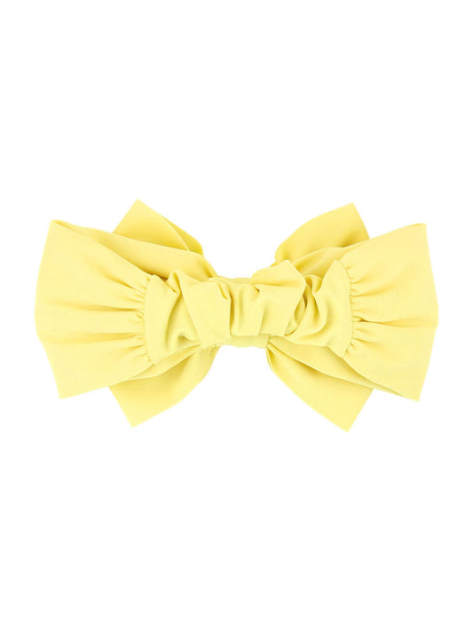 Close-up of Banana Swim Bow Headband, decorative knot, durable fabric, everyday beachwear essential.