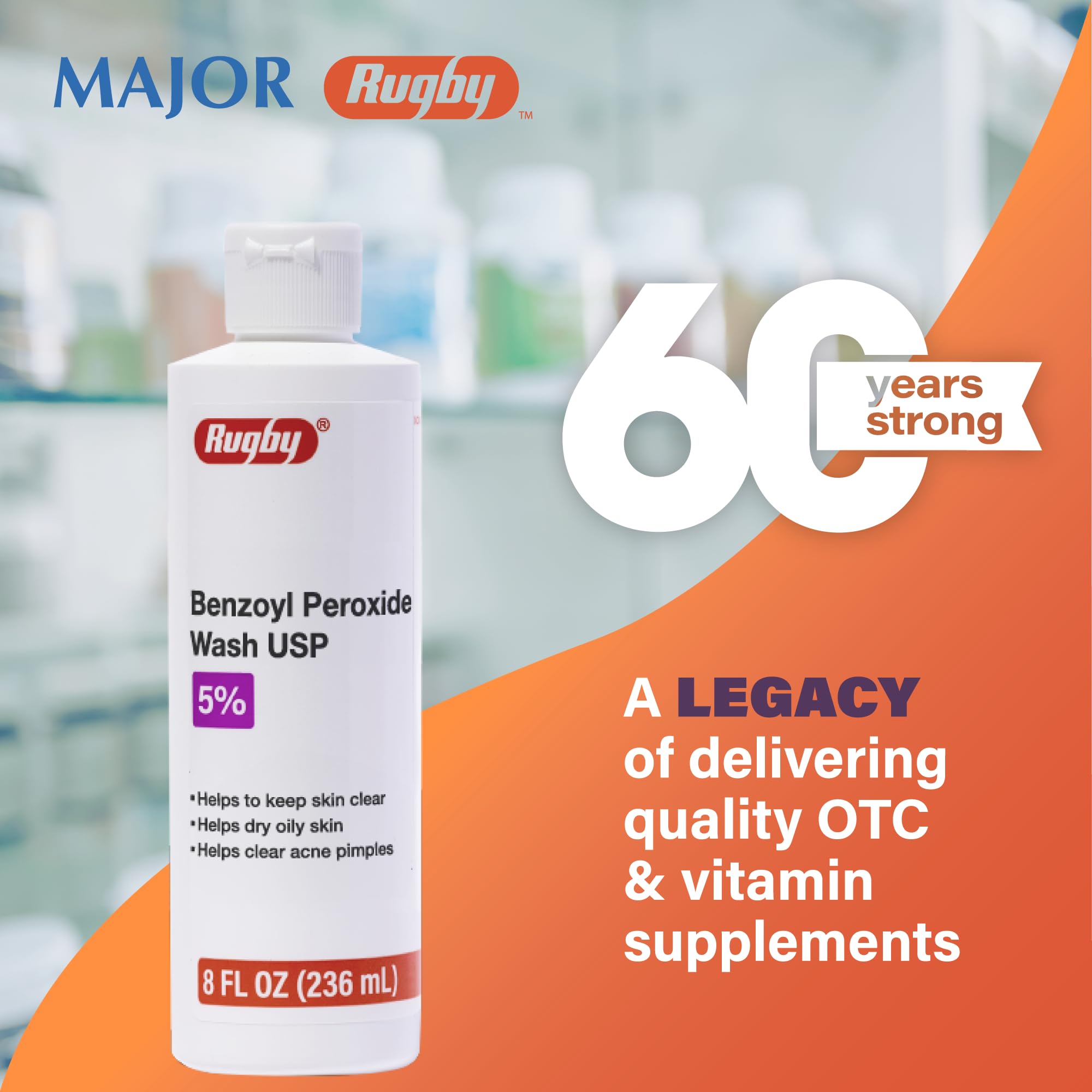 Daily use shot showing Rugby Benzoyl Peroxide Wash in a skincare routine