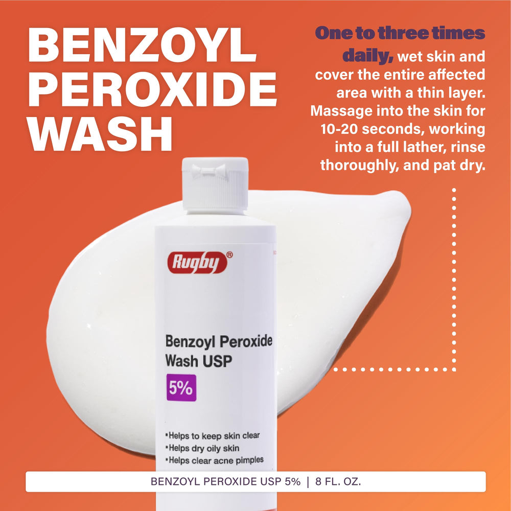 Foamy lather from Rugby Benzoyl Peroxide Wash for cleansing routine