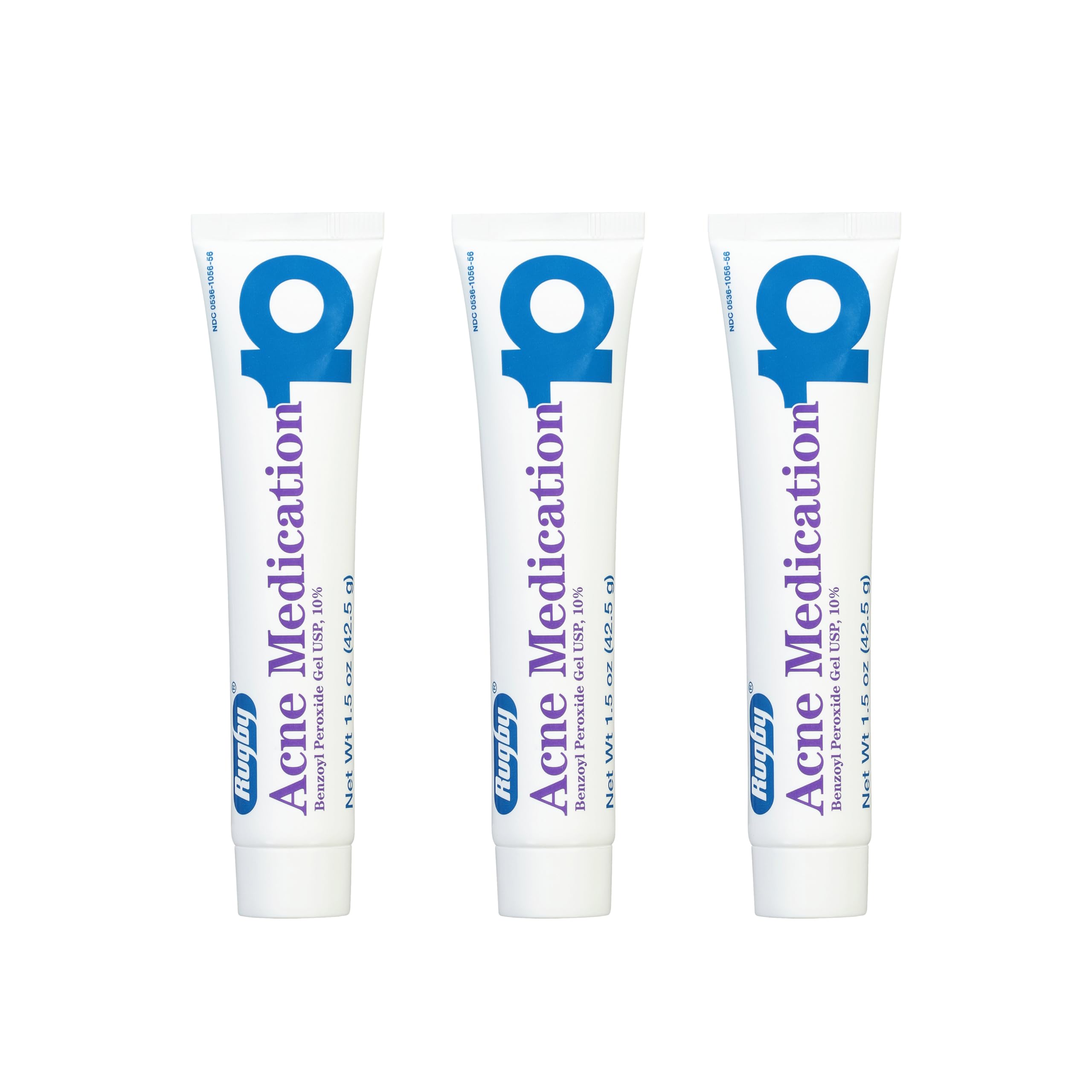 Rugby Laboratories benzoyl peroxide gel 10% tube packaging for targeted acne care