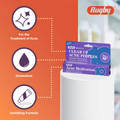 Rugby Laboratories benzoyl peroxide gel applied to face for even coverage