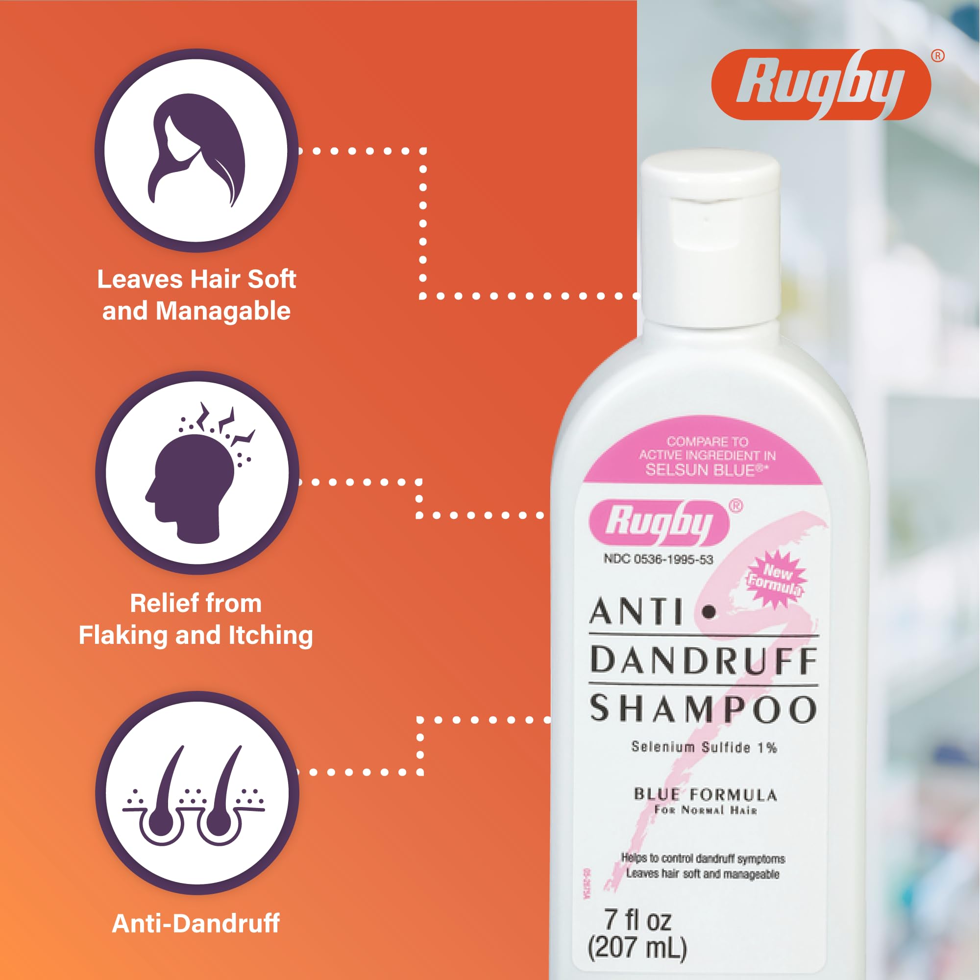 Blue formula bottle designed for normal hair supports twice weekly use for flake symptoms