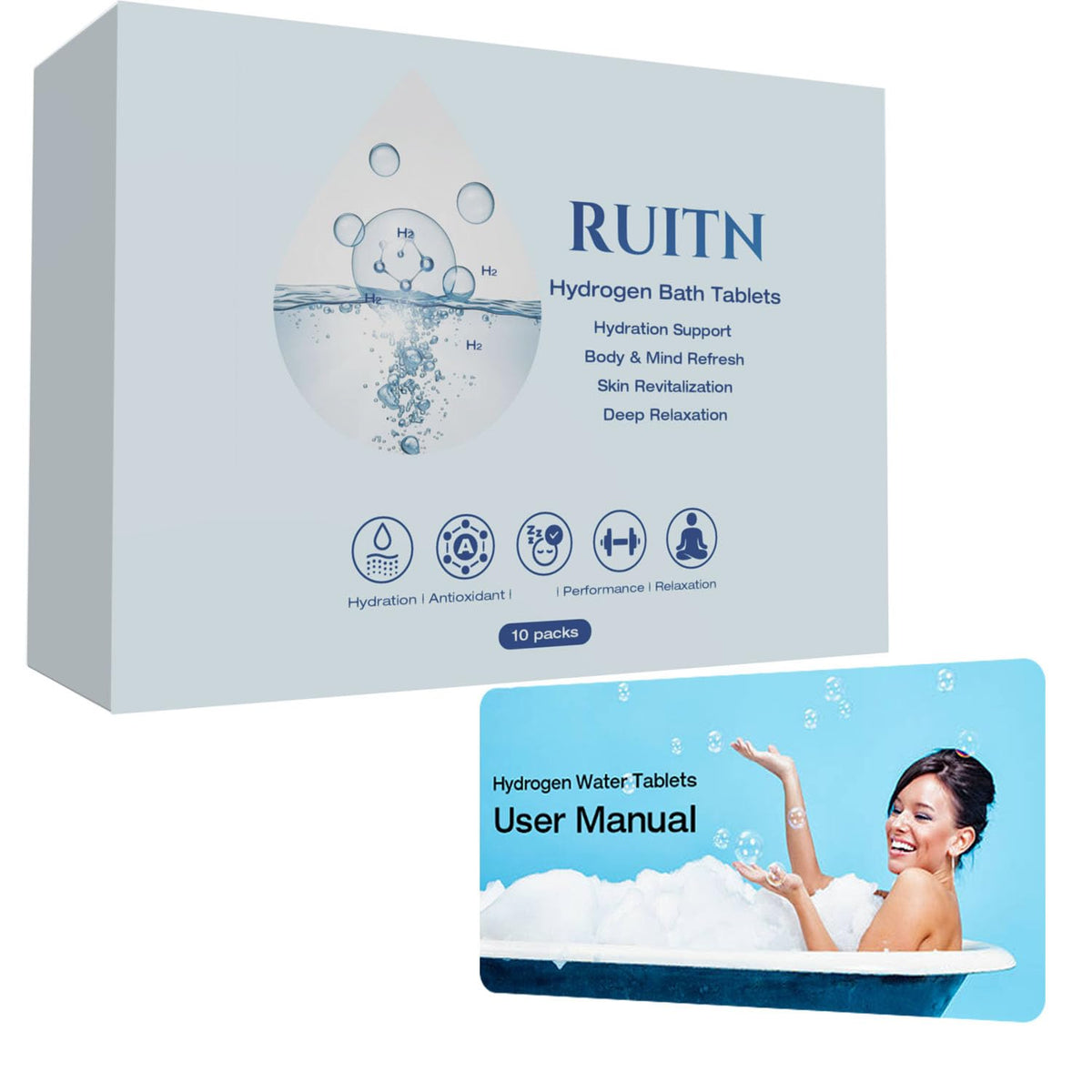 RUITN hydrogen bath tablets pack for an easy home spa activation.