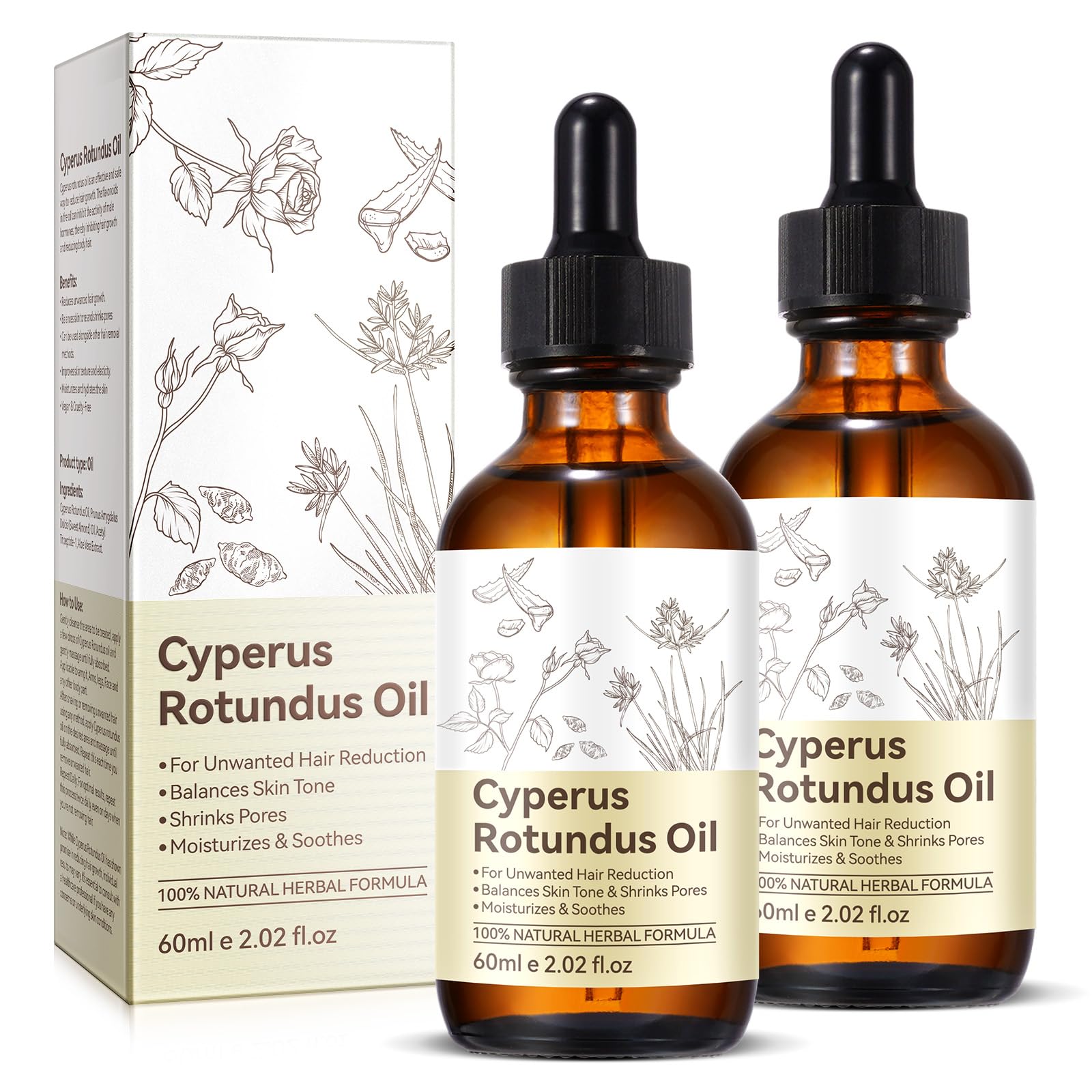 Rulviou Cyperus Rotundus oil bottles two-pack for convenient home use