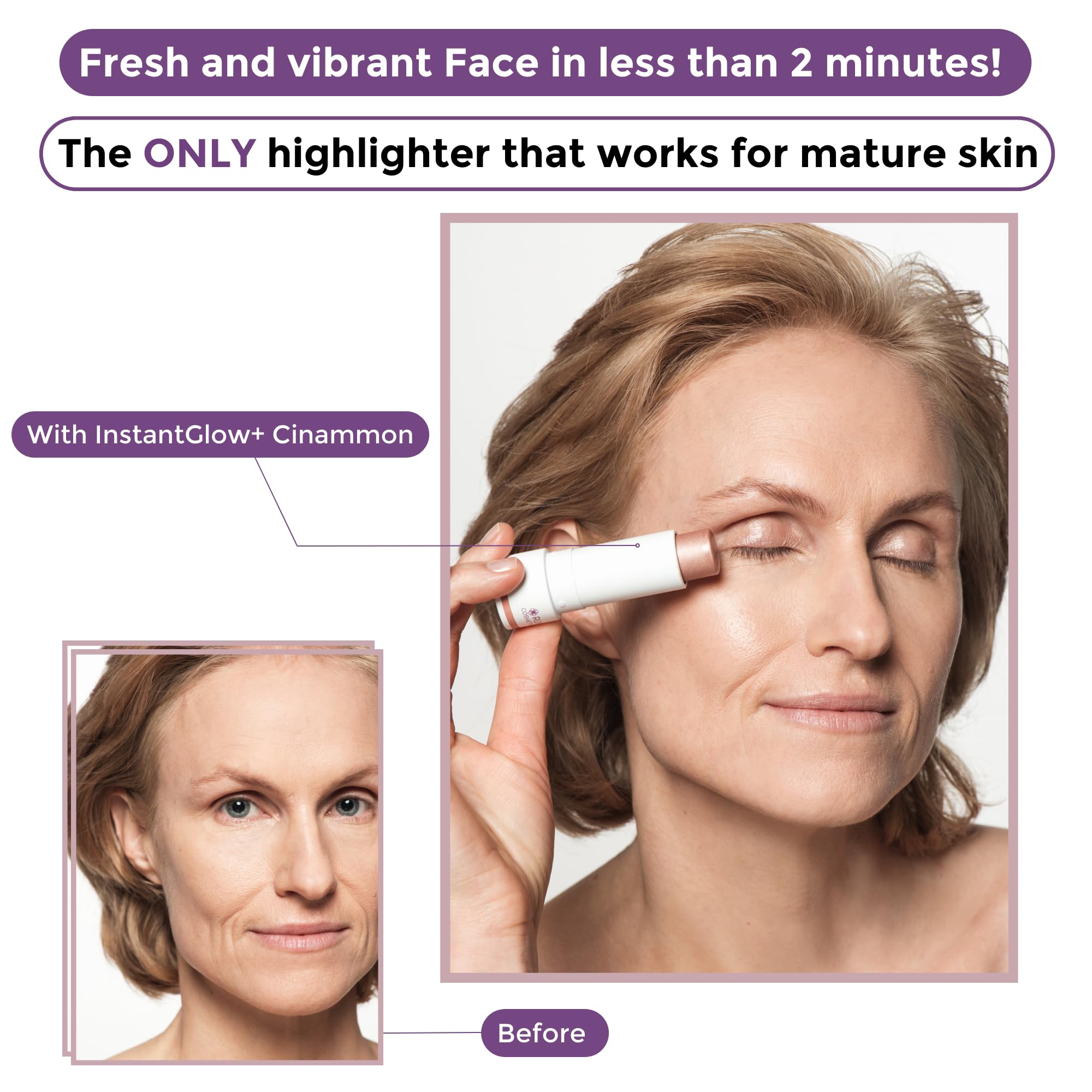 Rumi Cosmetiques InstantGlow+ easy-blend formula builds shine with fingertips