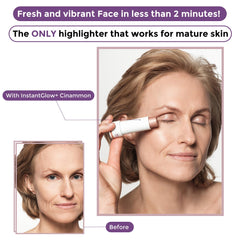 Rumi Cosmetiques InstantGlow+ easy-blend formula builds shine with fingertips