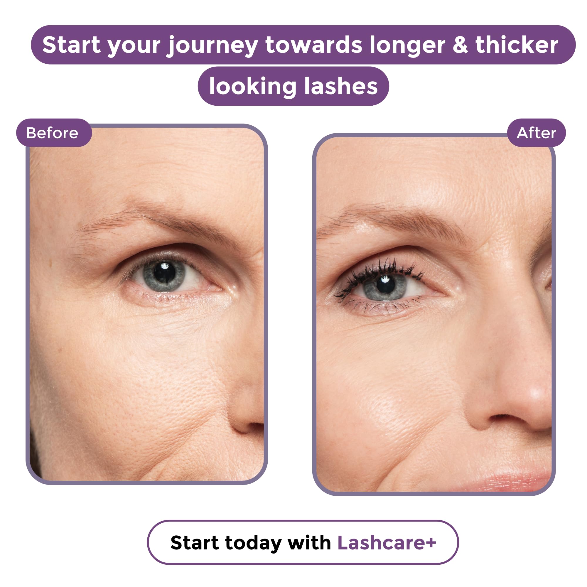 Rumi Cosmetiques LashCare+ close-up showing potential length and thickness after use