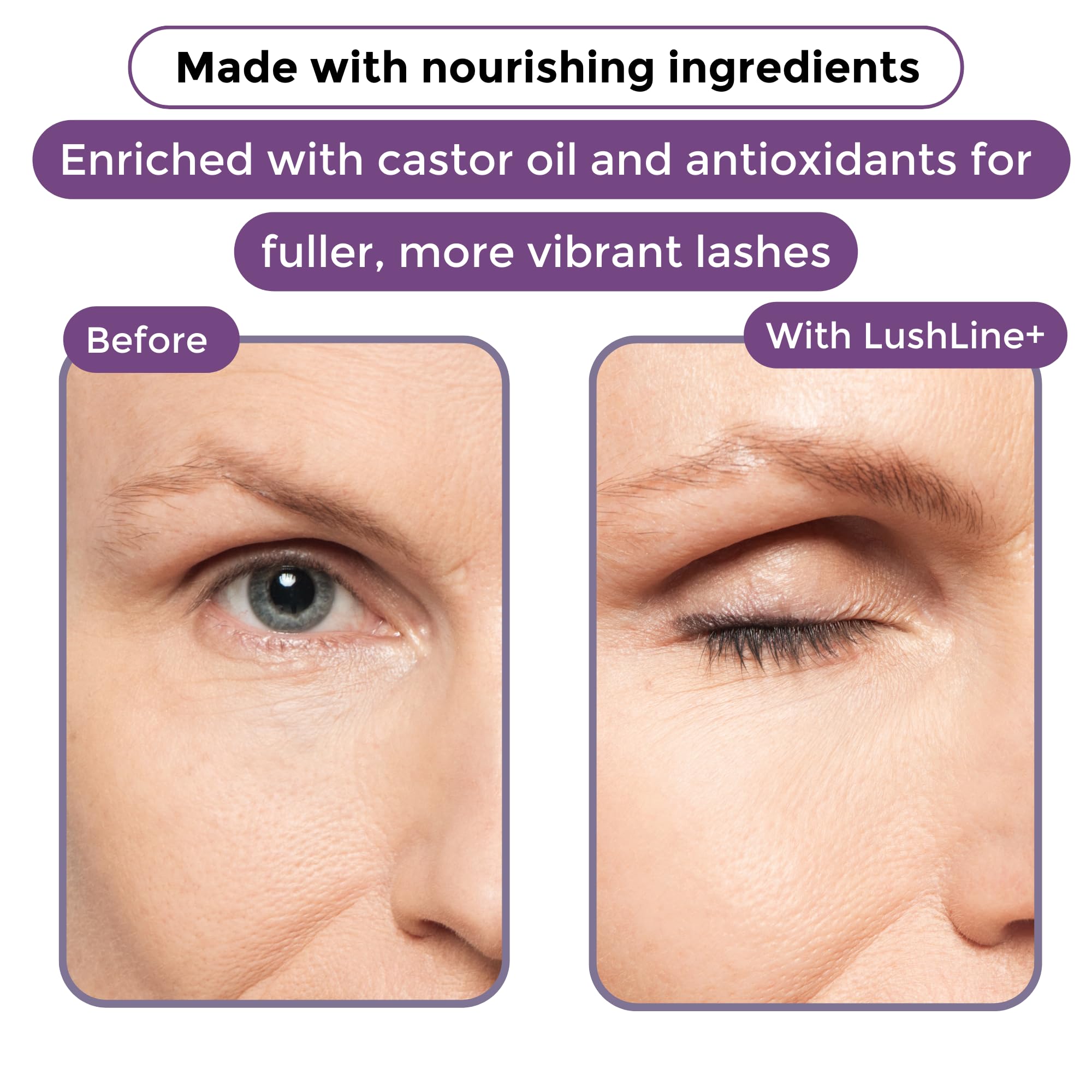Rumi Cosmetiques LushLine+ castor oil nourishes the lash line while you wear.