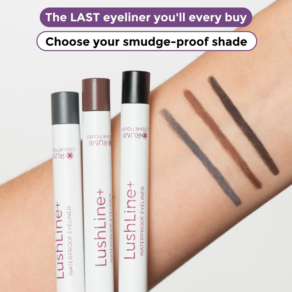 Rumi Cosmetiques LushLine+ available in black gray and brown for versatile looks.