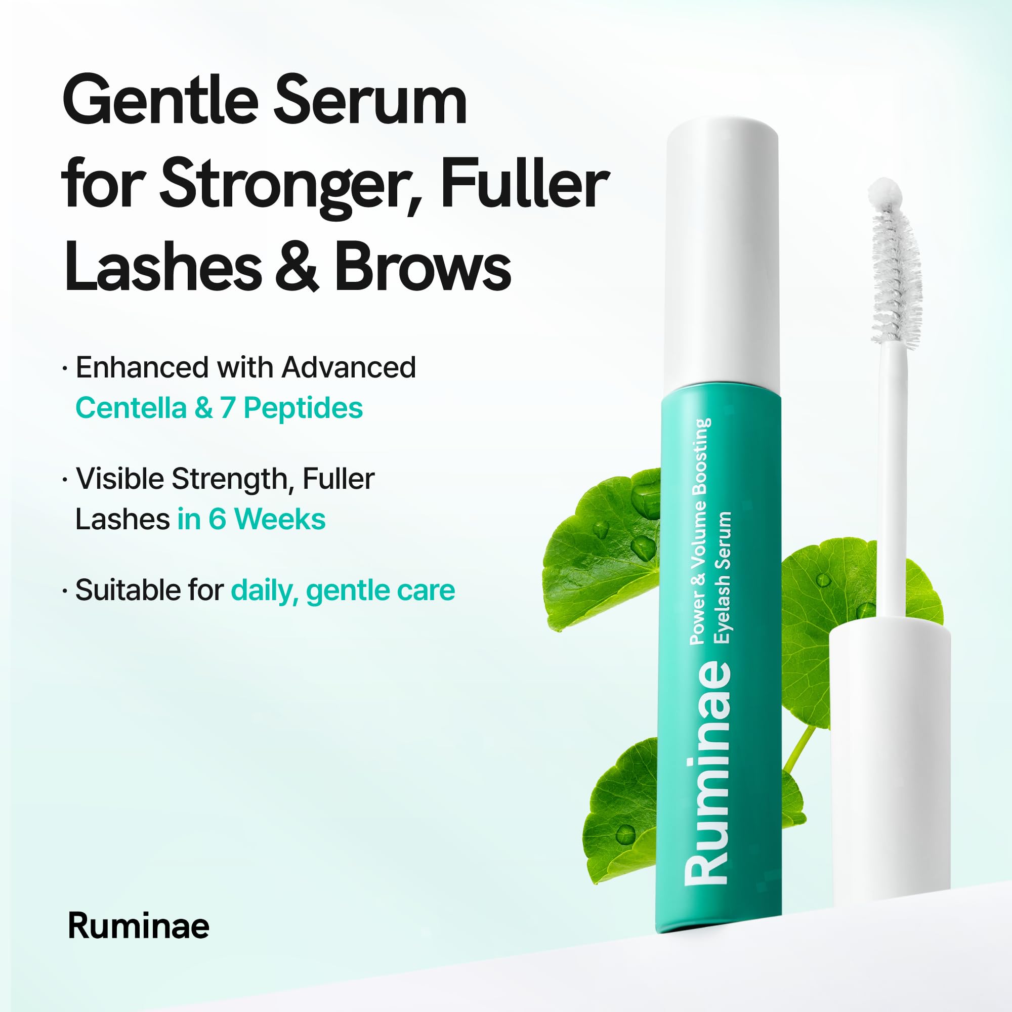 Ruminae hyaluronic acid hydration visual for lashes during daily use.