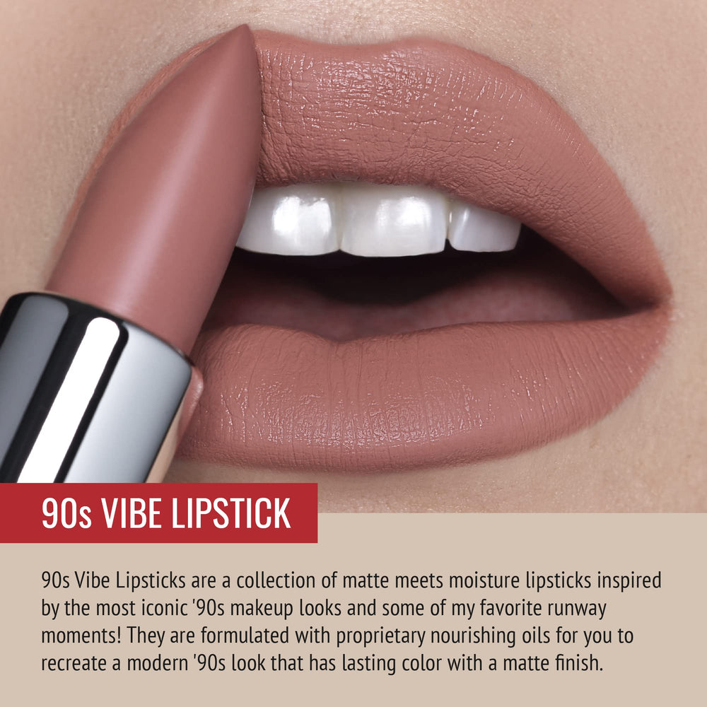 Runway Rogue 90s Vibe Booked Out application captures rose-nude tone with smooth glide.