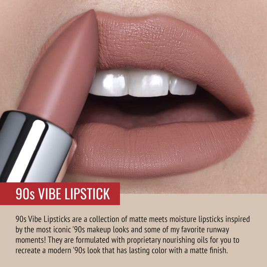 Runway Rogue 90s Vibe Booked Out application captures rose-nude tone with smooth glide.