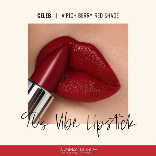 Runway Rogue Celeb tube closeup highlights moisturizing matte formula.