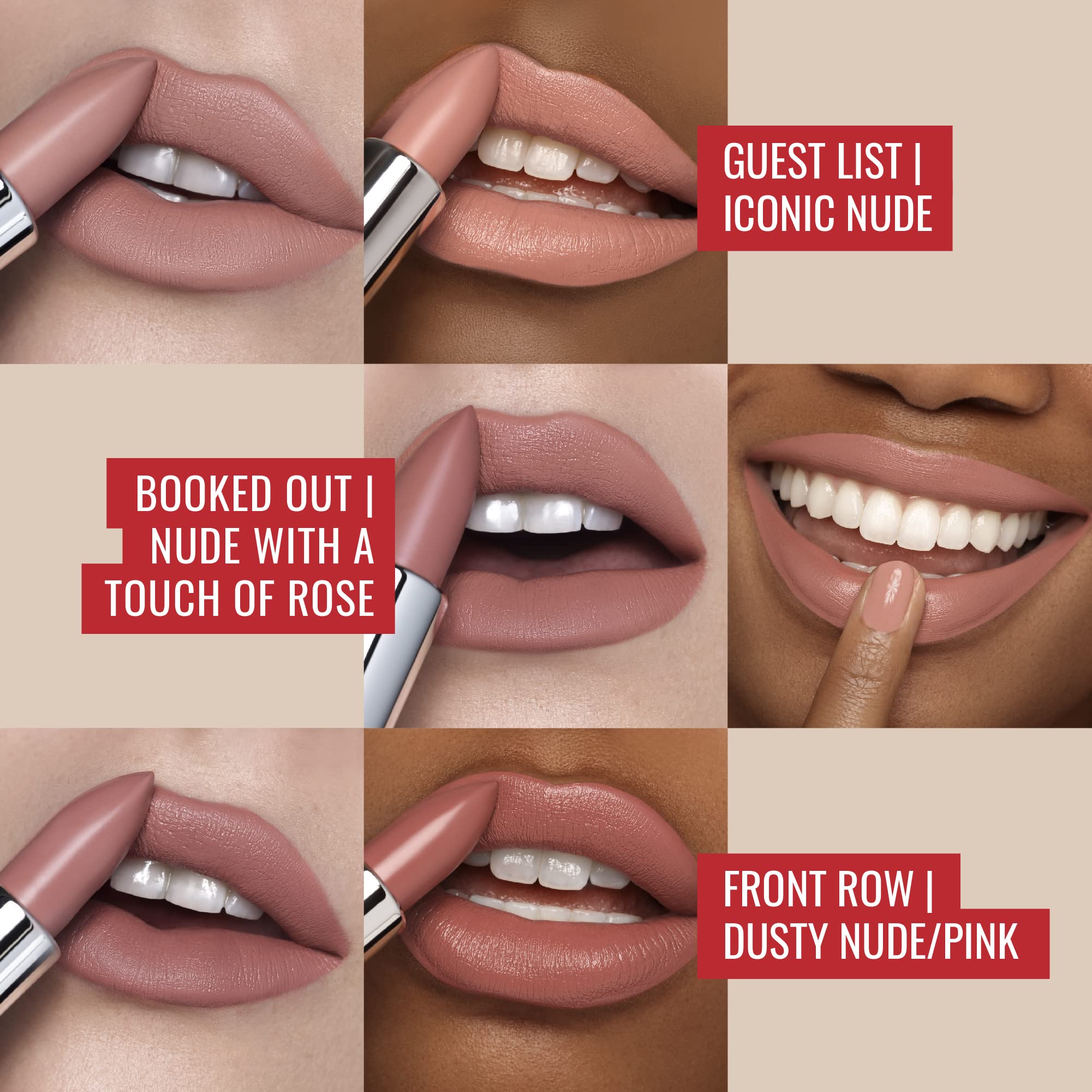 Runway Rogue 90s Vibe Front Row swatch demonstrates nude-pink shade for versatile looks.
