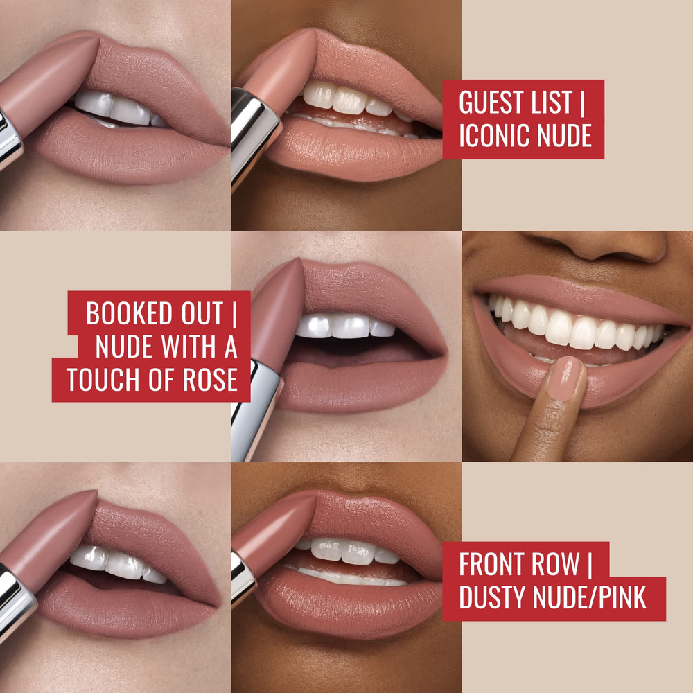 Runway Rogue 90s Vibe Front Row swatch demonstrates nude-pink shade for versatile looks.