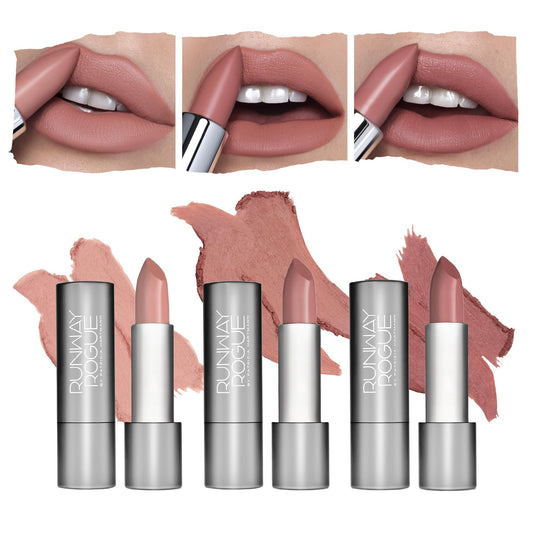 Runway Rogue 90s Vibe Guest List swatches show moisturizing nude shade for day-to-night wear.
