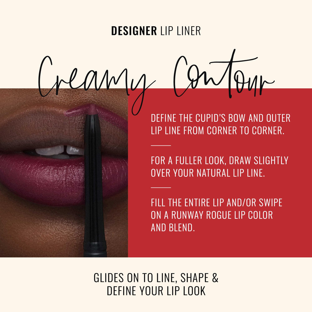 Runway Rogue lip liner with built-in sharpener for precise edge definition.