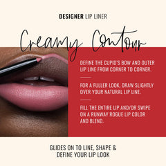 Runway Rogue lip liner with built-in sharpener, close-up for precise edge shaping.