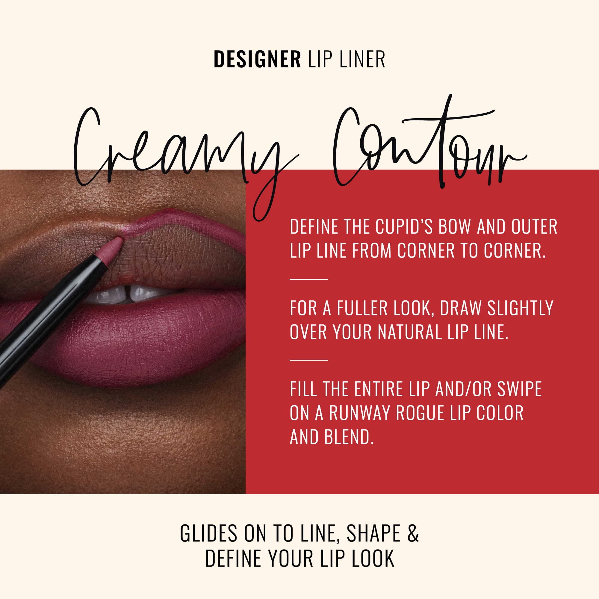 Runway Rogue Designer Liner built-in sharpener enables precise, tidy application