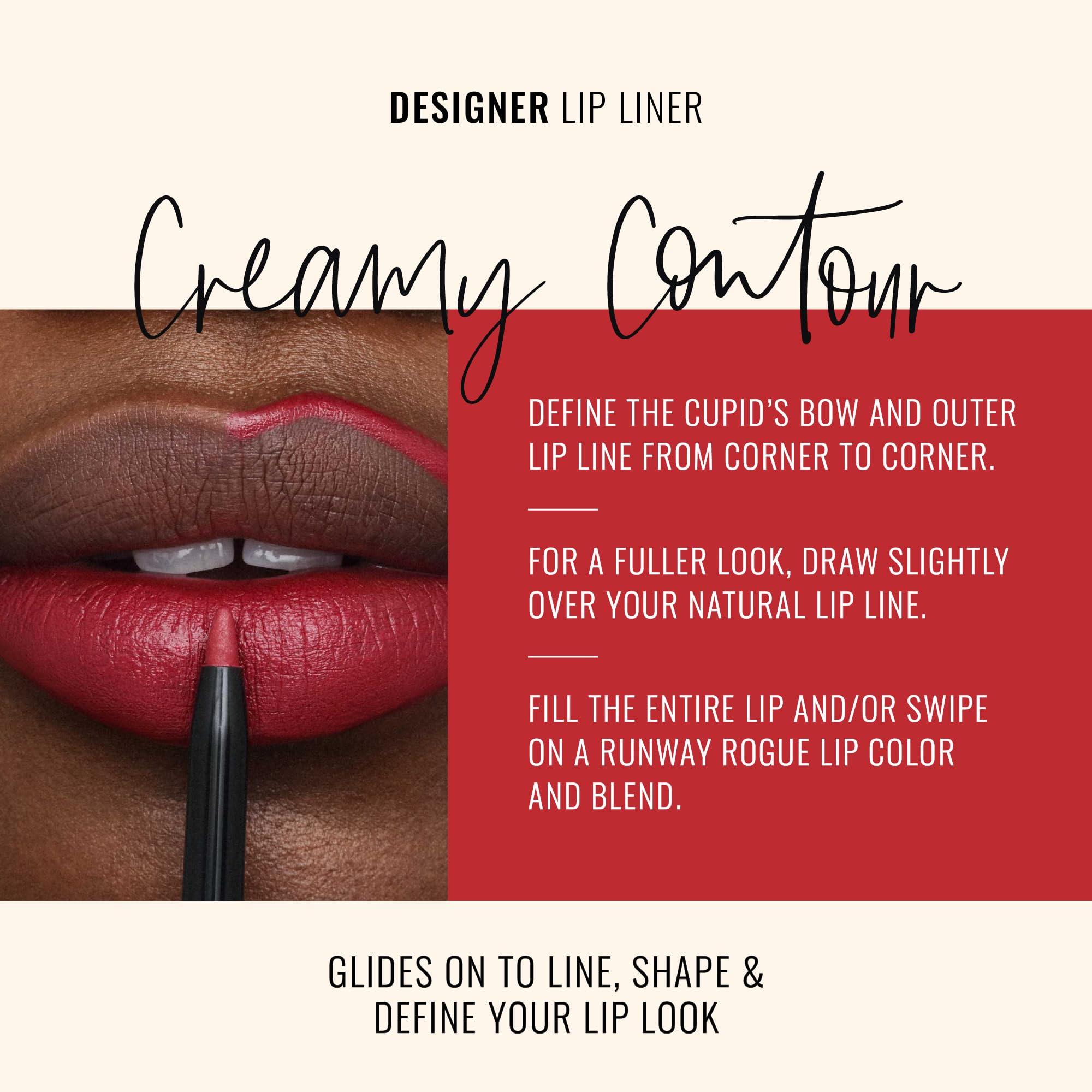 Crimson shade swatch on skin highlights long-lasting color and smooth application.