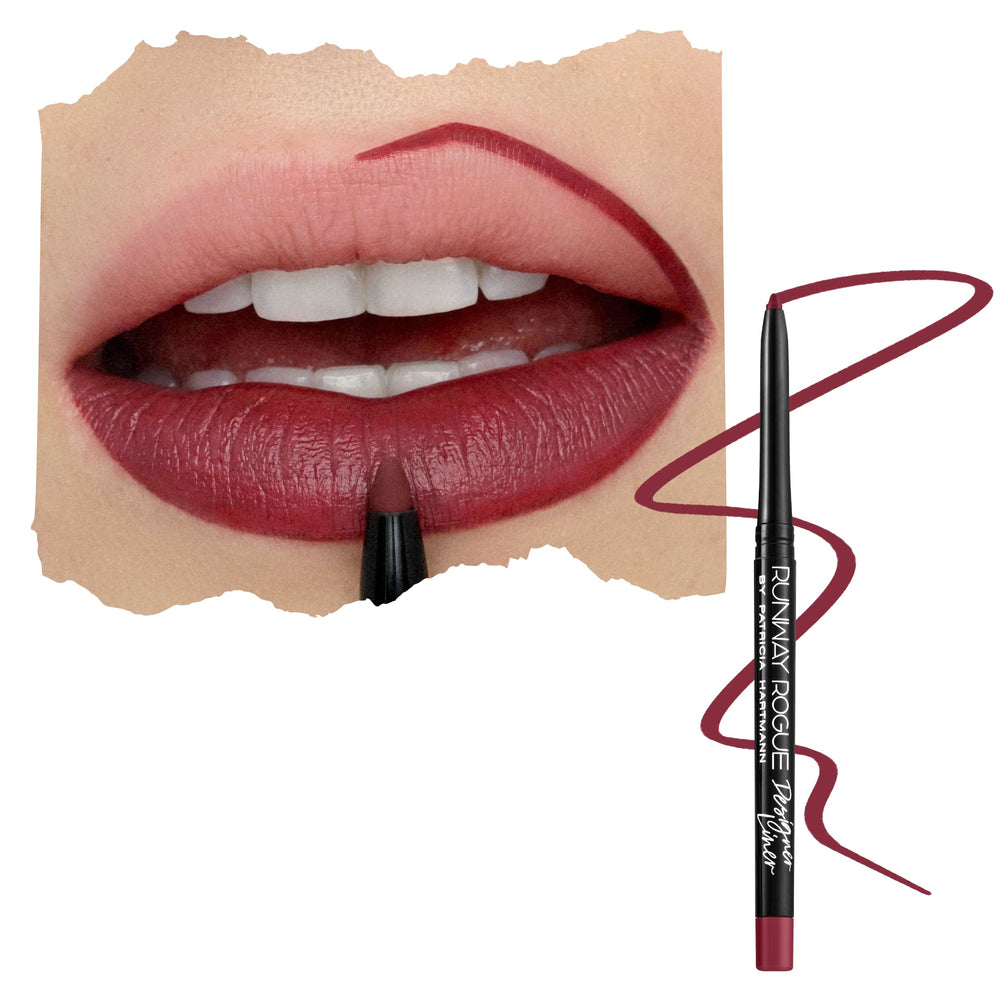 Runway Rogue Designer Lip Liner Garnet-Maroon pencil defines lips and reduces feathering