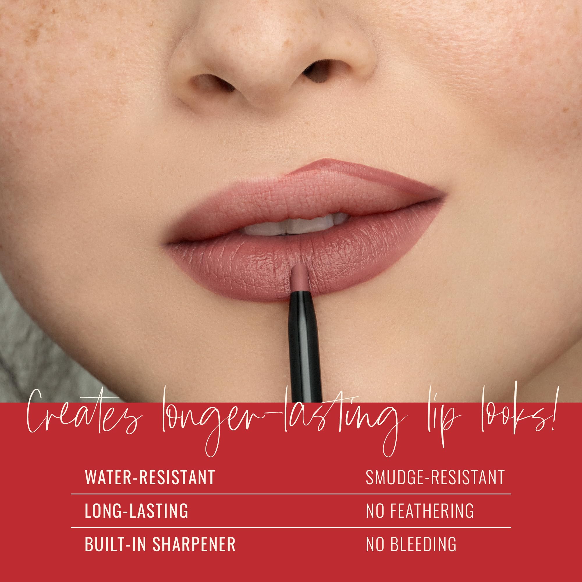 Runway Rogue Designer Liner Lip Pencil true-red swatch showcasing bold shade.