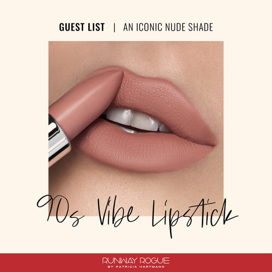 Runway Rogue Guest List lipstick application demonstrates even coverage and smooth glide.