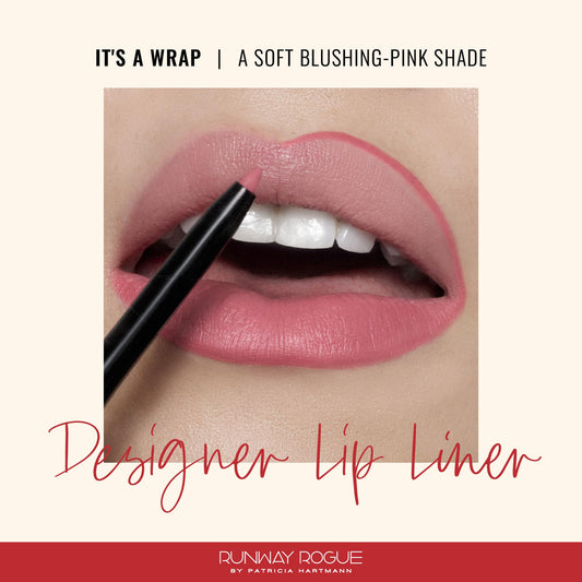 Runway Rogue It's a Wrap lip liner swatch in soft blush pink, easy to blend.