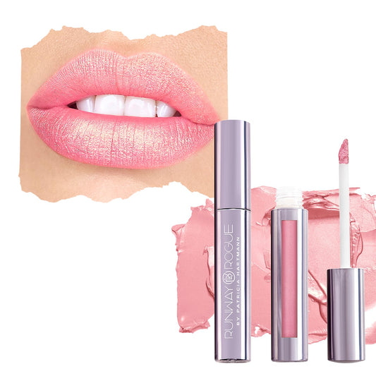 Runway Rogue Pearl Glam lipstick tube with pearlescent shimmer for long-lasting color.