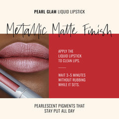 Close-up of metallic finish on lips showing frosted shimmer in Boss Babe.