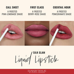 Runway Rogue Silk Glam Cocktail Hour swatch reveals bold pomegranate red frosted finish.