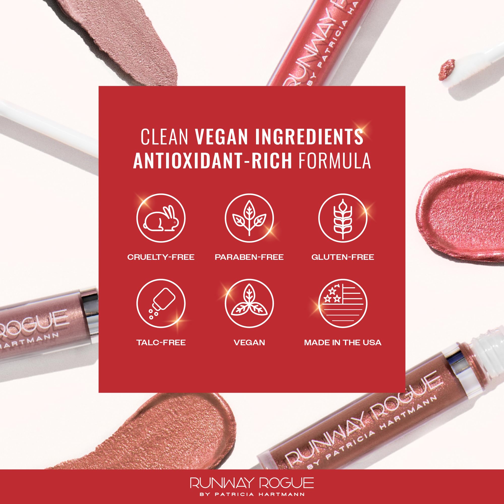 Runway Rogue Silk Glam close-up highlighting hydrating, transfer-resistant shimmer.