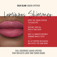 Runway Rogue Silk Glam liquid lipstick application close-up for smooth, even color.