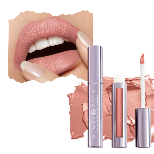 Runway Rogue Silk Glam Paparazzi bottle shows frosted peachy-nude color for all-day wear.