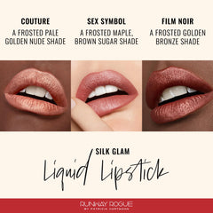 Runway Rogue Silk Glam Lipstick Sex Symbol application delivers smooth, long-lasting nude color.