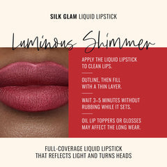 Runway Rogue Silk Glam Lipstick Cocktail Hour on lips with bold frosted shade