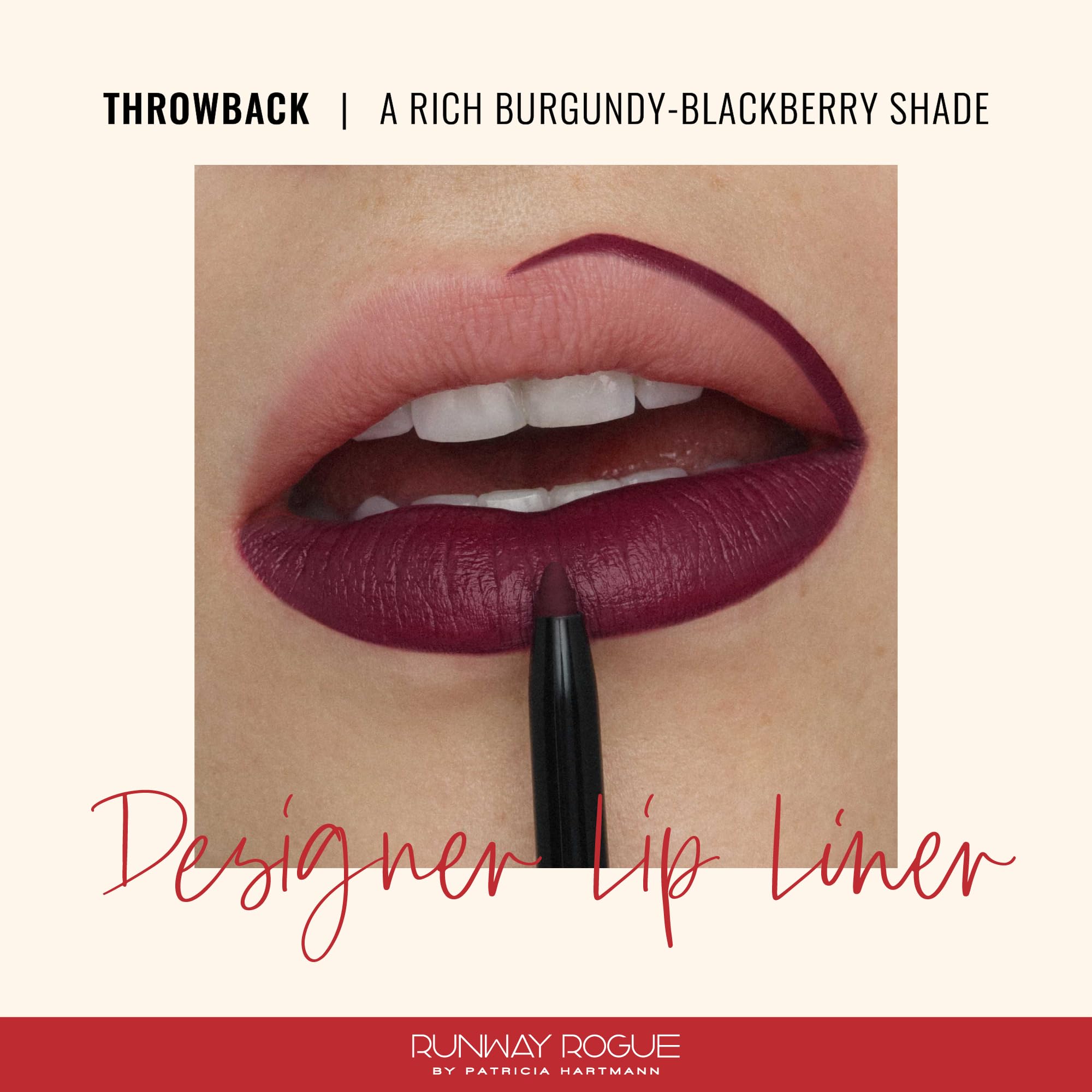Runway Rogue Throwback swatch in blackberry-burgundy for rich color payoff.